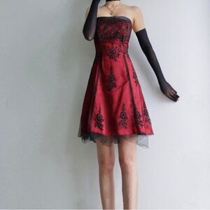 Red and black short goth dress by Stacy Sklar made in Philippines